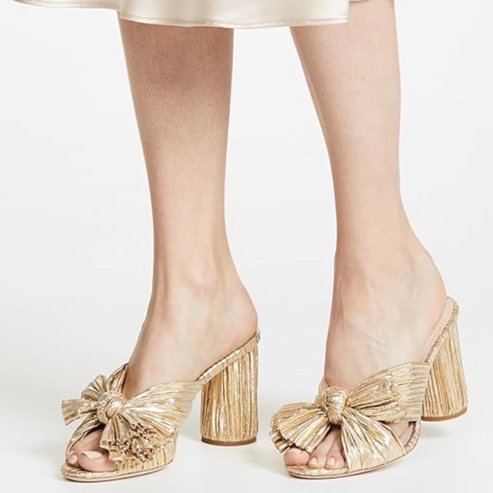 Loeffler Randall Penny Heels Gold Sz 7